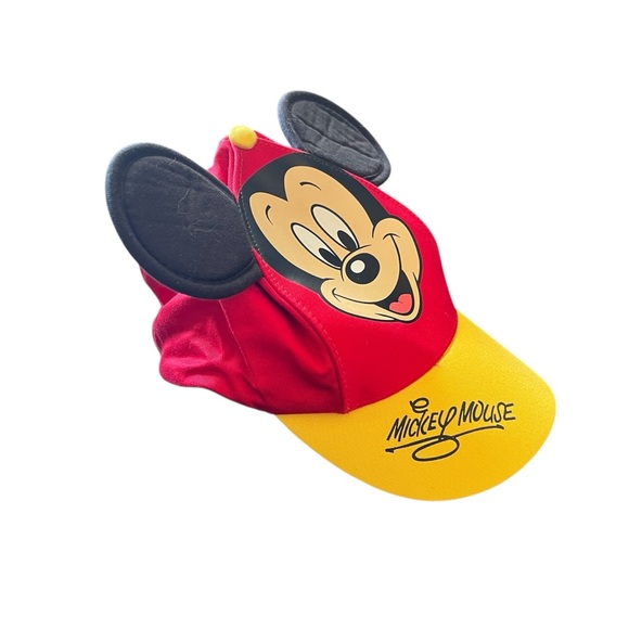 Disney Mickey Mouse Hat Cap Snap Back Youth Red Yellow Ears Parks Baseball Boys - Picture 2 of 5
